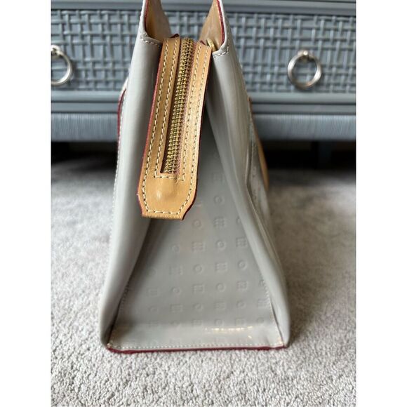 NEW ARCADIA off white/light gray patent Business Large Top Handles, $450 - Picture 7 of 12